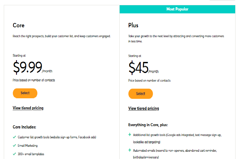 constantcontact pricing and plans