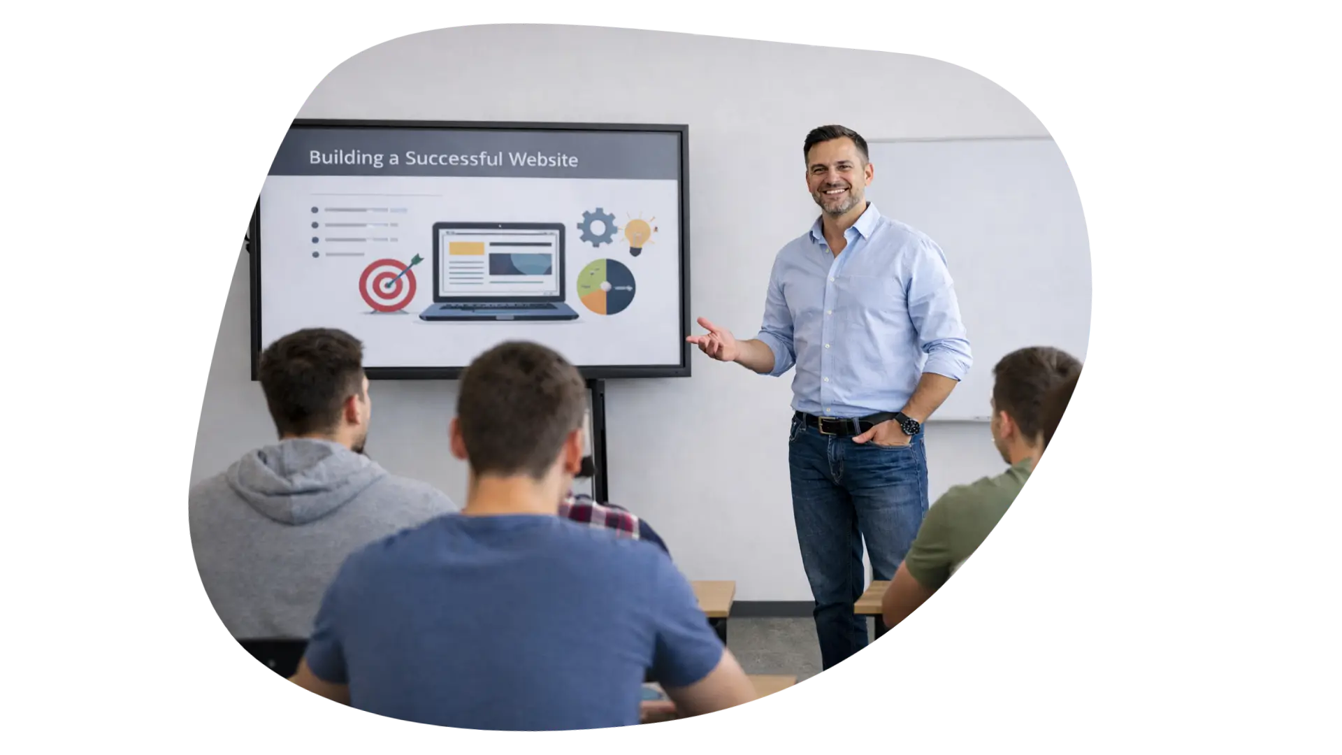 Instructor teaching students how to build a successful website